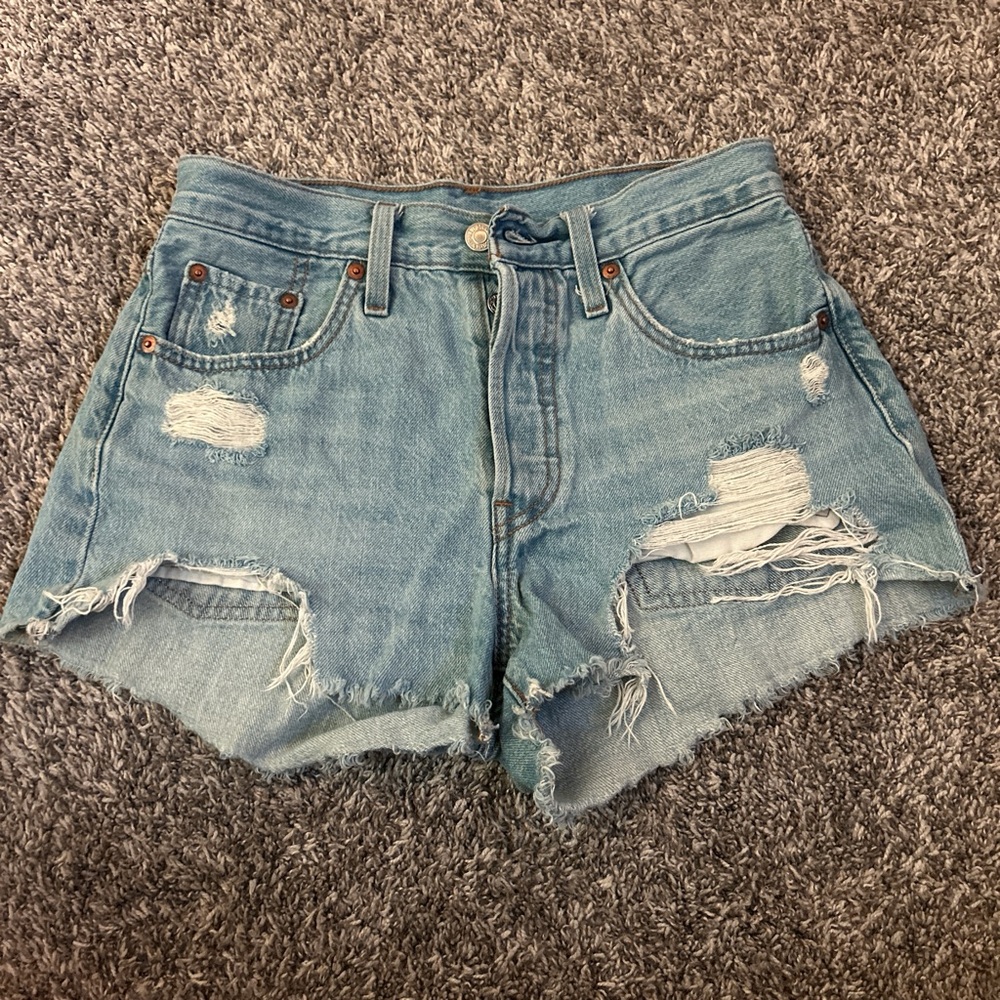 Levi's Light Blue Distressed Jean Shorts